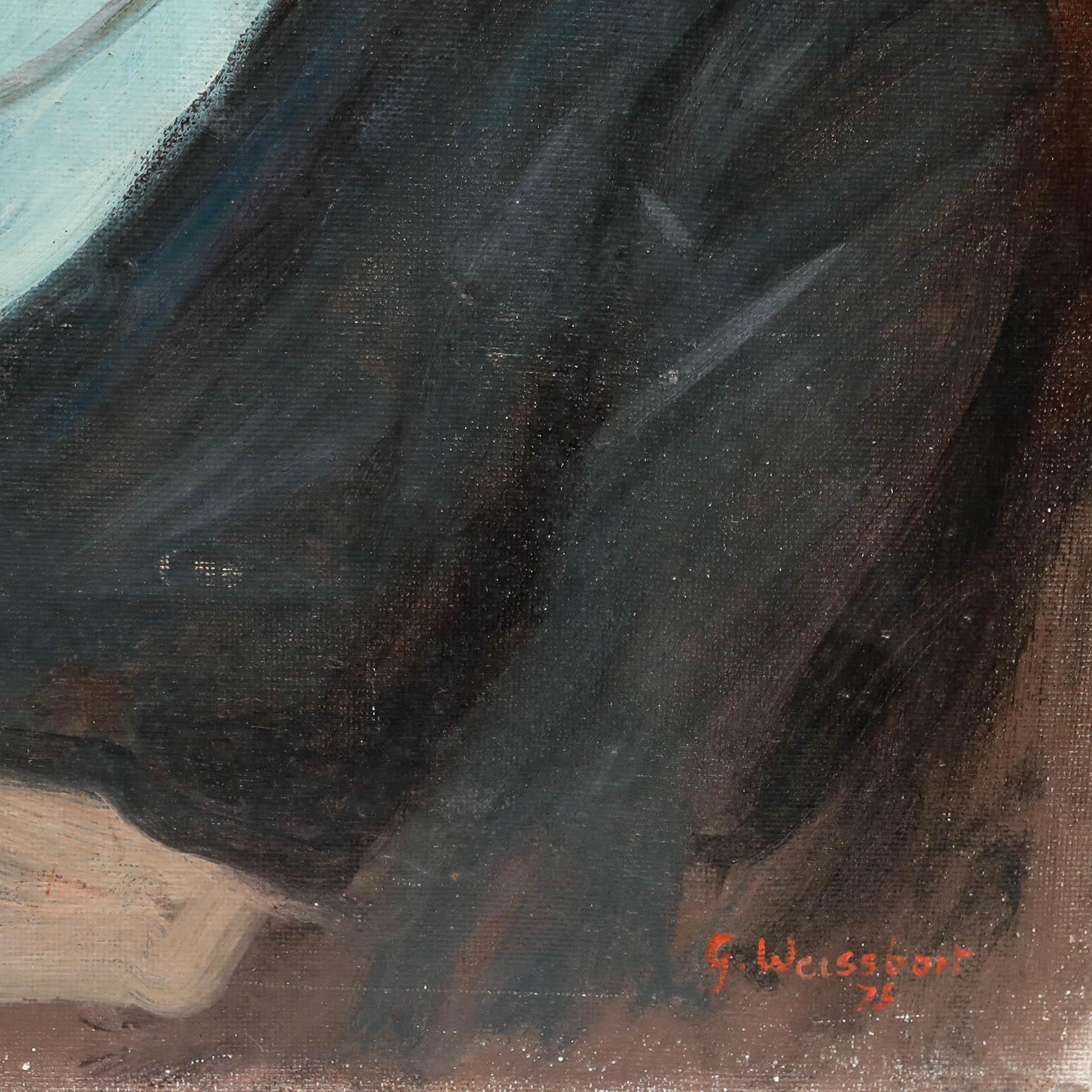 George Weissbort (1928-2013) - 1975 Oil, Girl in a Turtleneck For Sale 4