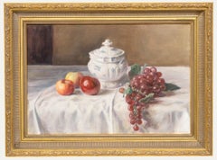 George Weissbort (1928-2013) - 1980 Huile, raisins et porcelaine