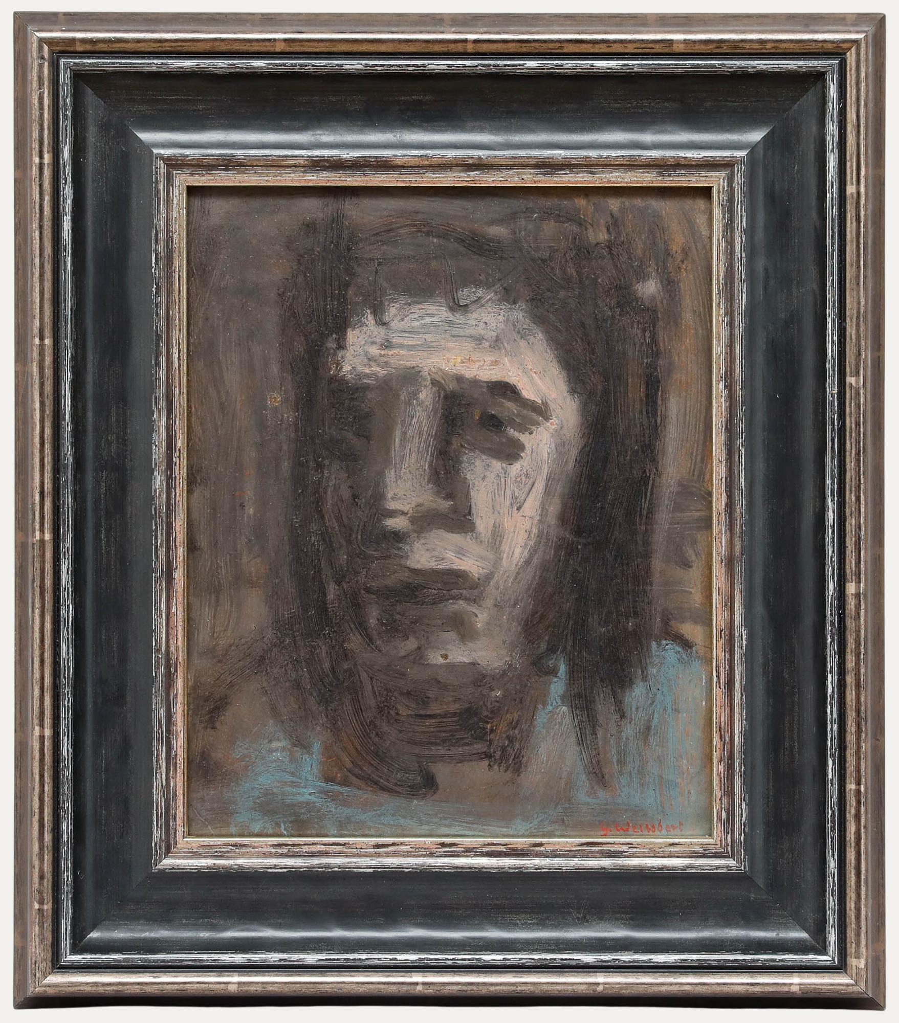 An intriguing oil study by the artist George Weissbort (1928-2013). Signed to the lower right. (Provenance: Studio Sale, George Weissbort). On board. 