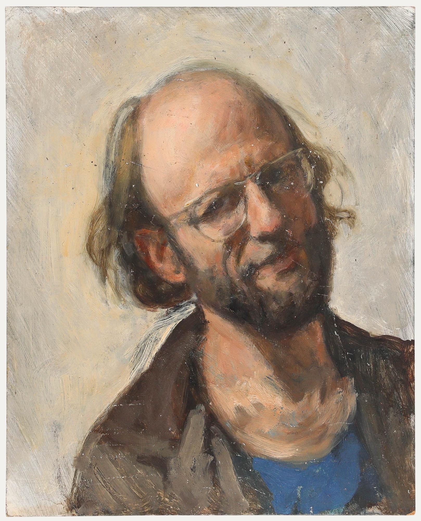 Self-portrait, oil on board. Unsigned. (Provenance: Studio Sale, George Weissbort). 