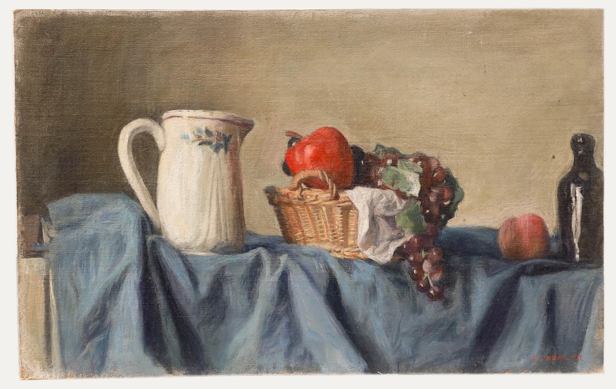 George Weissbort (1928-2013) - Ölgemälde, Krug und Obstkorb aus dem 20. Jahrhundert im Angebot 1