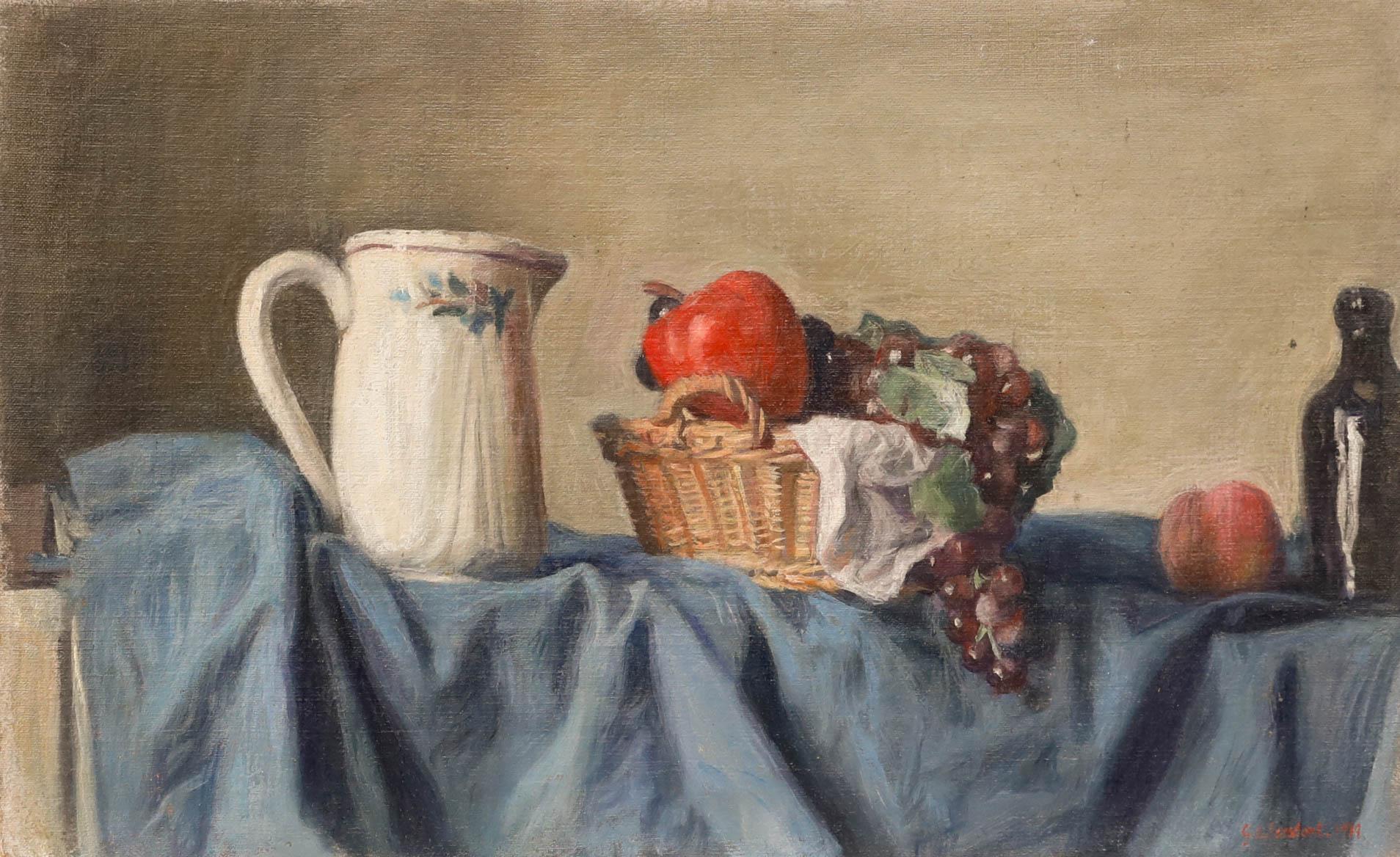 George Weissbort (1928-2013) - Ölgemälde, Krug und Obstkorb aus dem 20. Jahrhundert