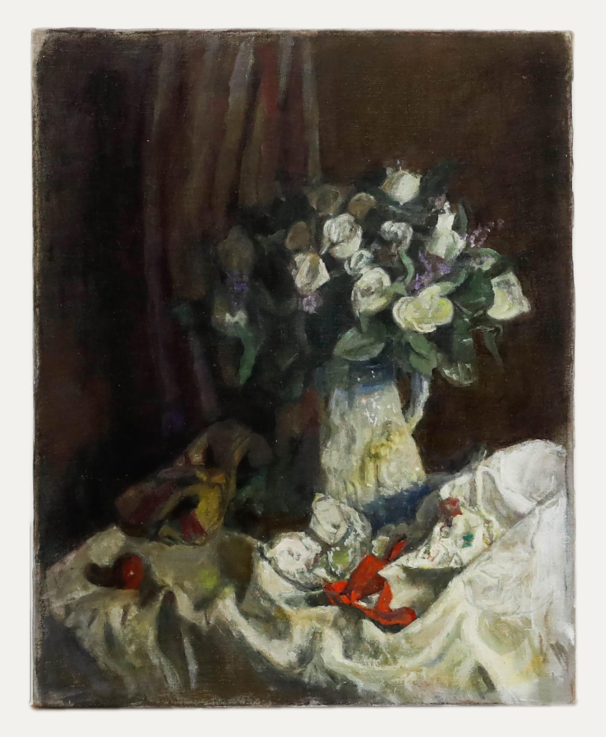 George Weissbort (1928-2013) - Óleo del siglo XX, Una jarra de rosas blancas en venta 1