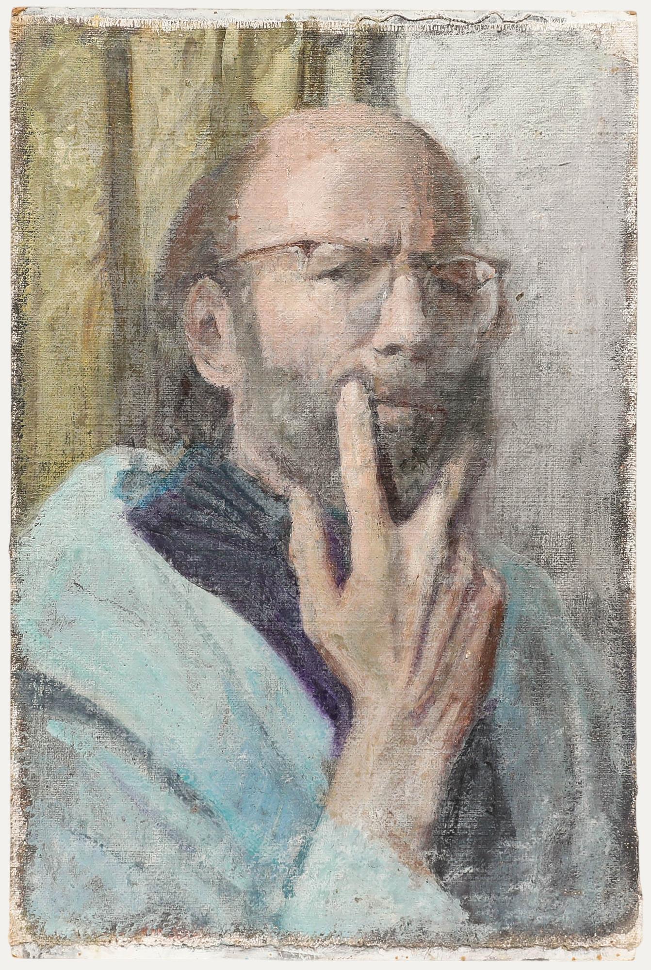 An intriguing oil study by the artist George Weissbort (1928-2013). Unsigned. (Provenance: Studio Sale, George Weissbort). On canvas laid to board. 