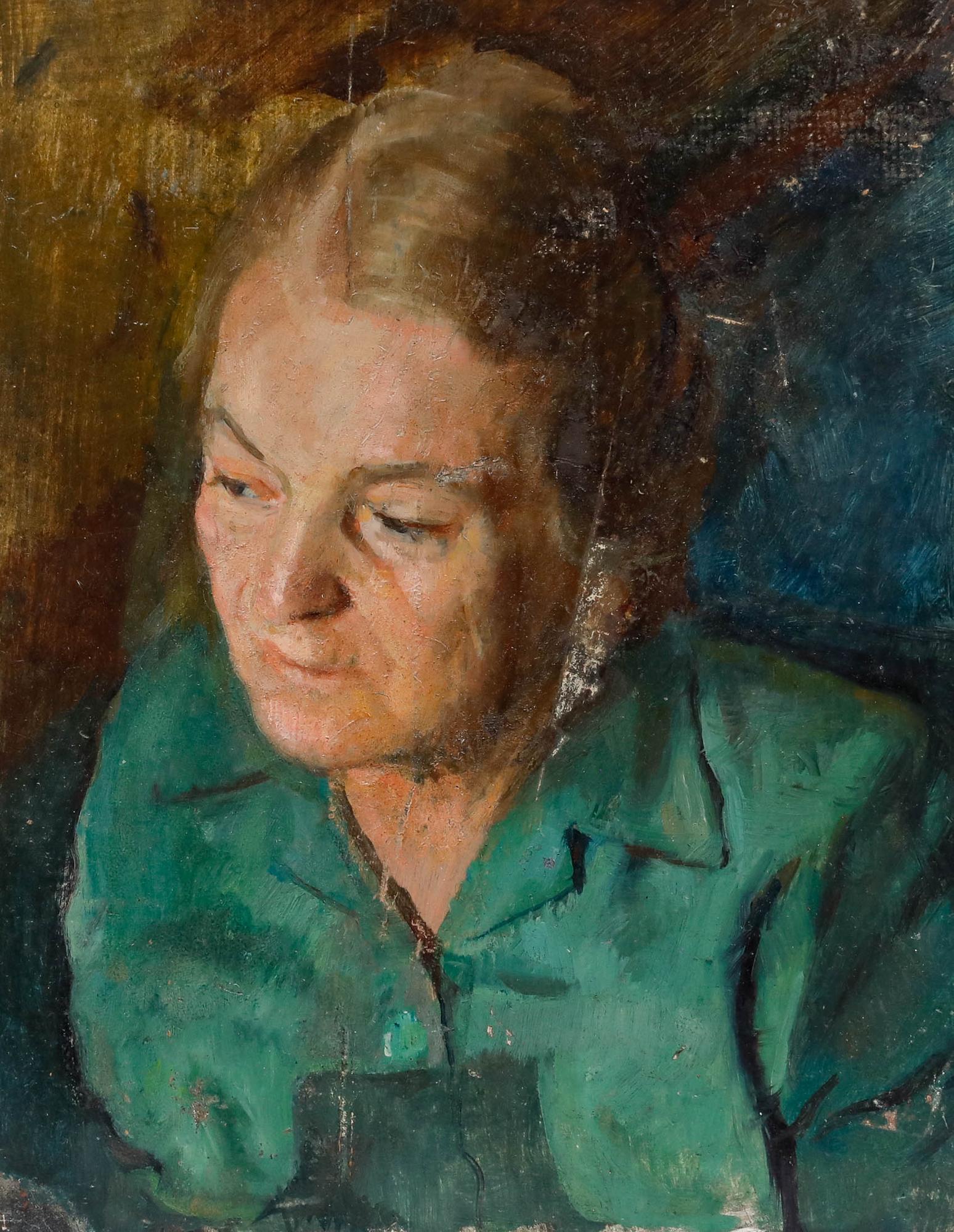 George Weissbort (1928-2013) - Huile du XXe siècle, Un moment de réflexion en vente 1