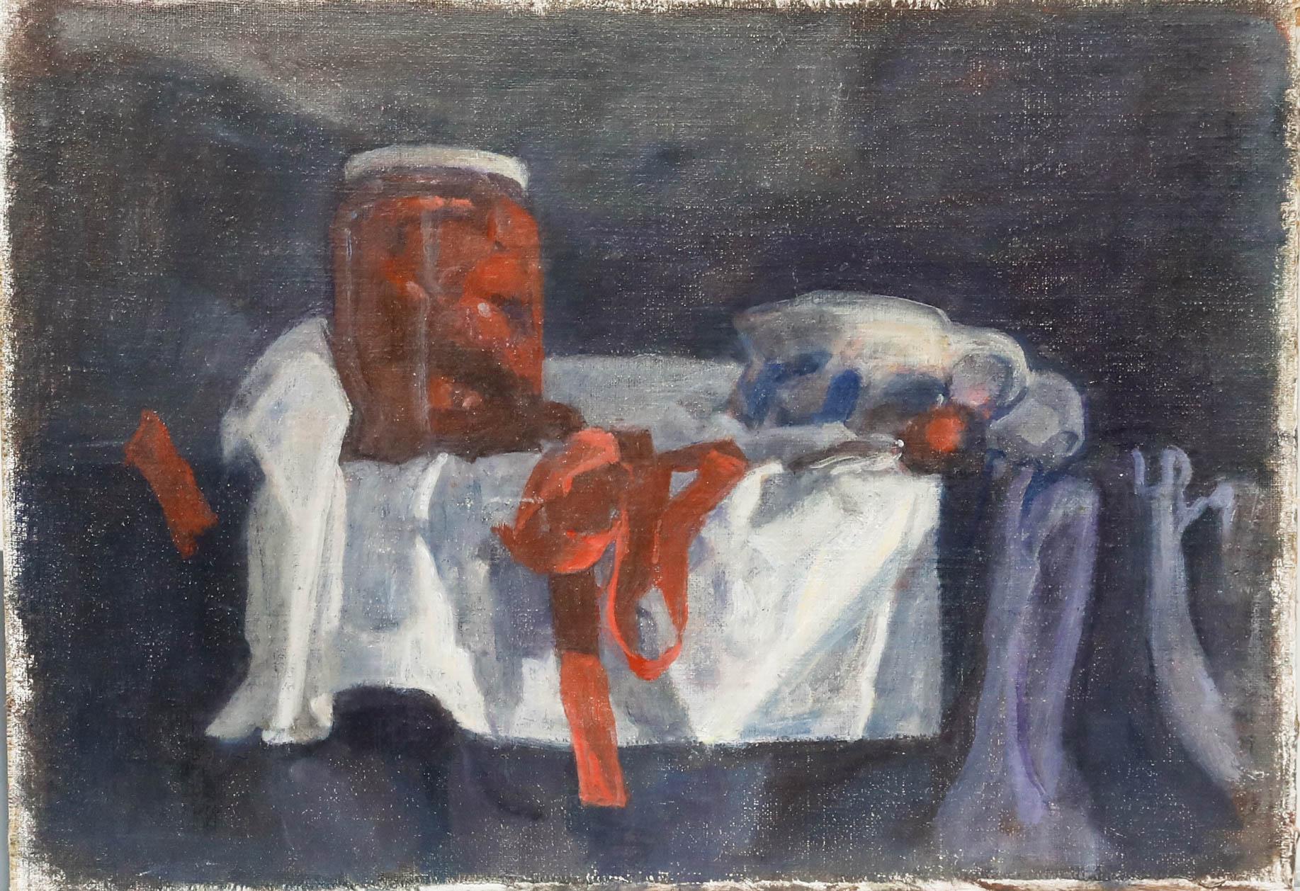 Stillleben, Öl auf Leinwand. Nicht signiert. (Provenienz: Studio Sale, George Weissbort). 