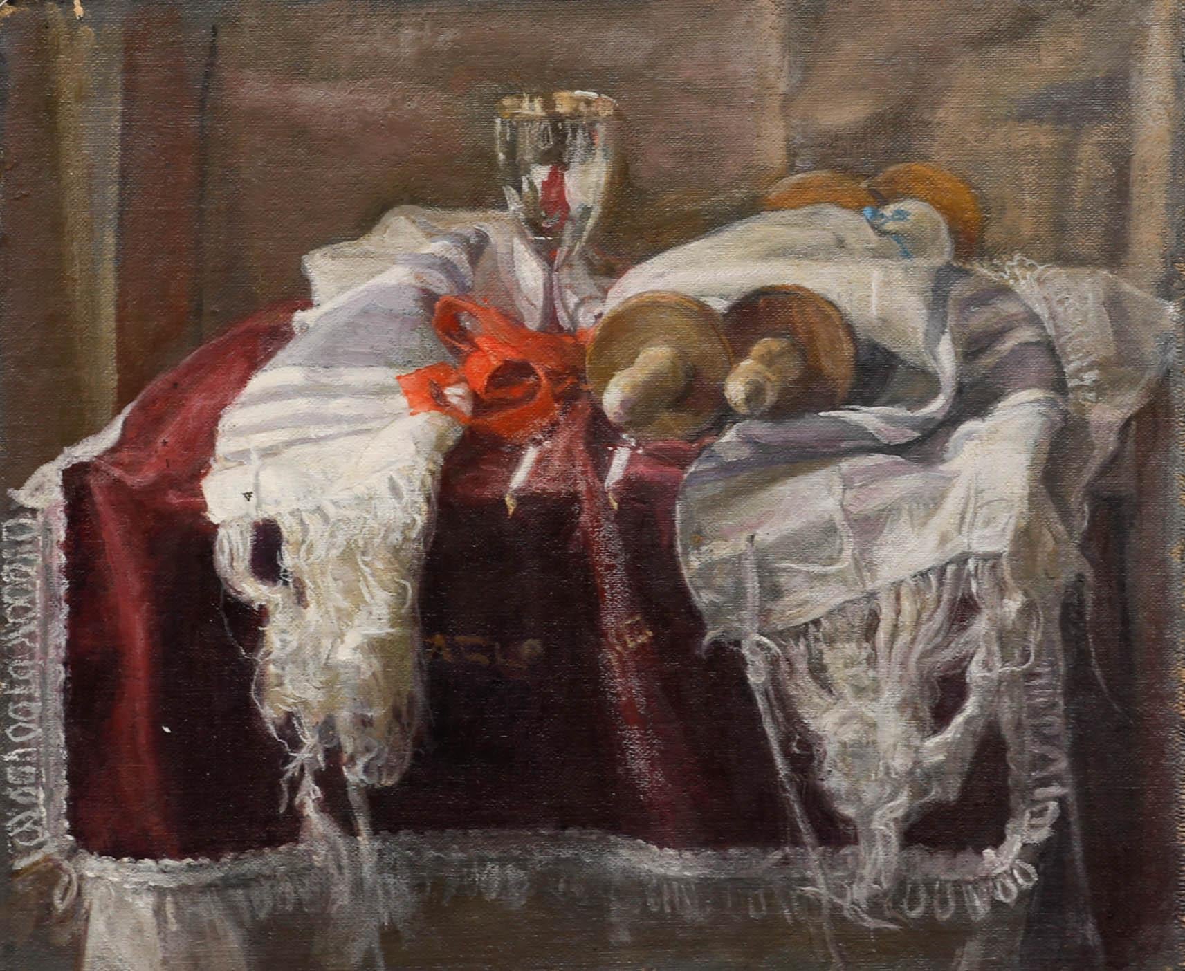 Nature morte, huile sur toile. Non signée. (Provenance : Studio Sale, George Weissbort). 