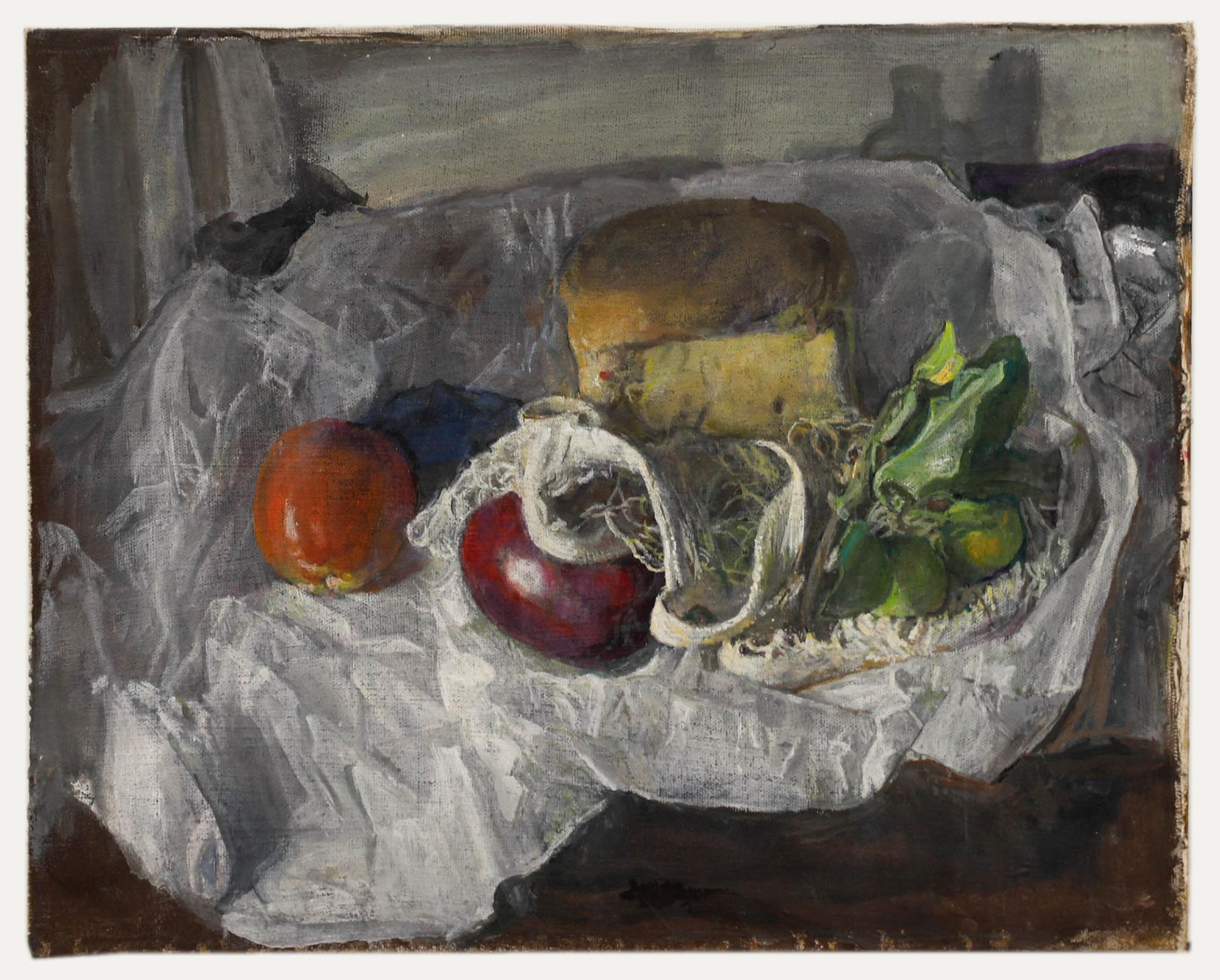 George Weissbort (1928-2013) - Olio del 20° secolo, Una borsa della spesa in vendita 1