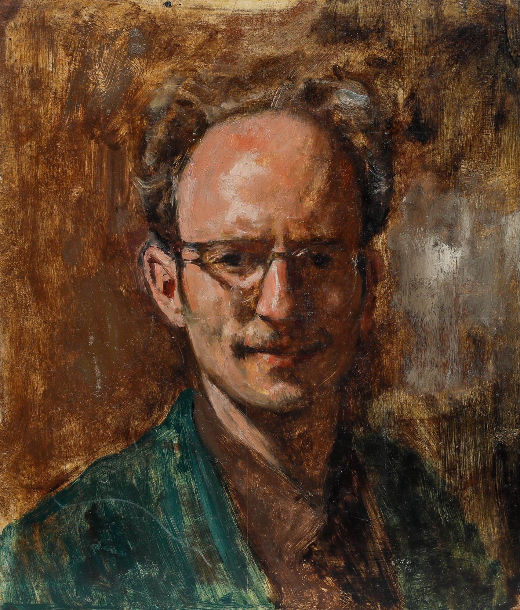 George Weissbort (1928-2013) - 20th Century Oil, A Subtle Smile For Sale 1