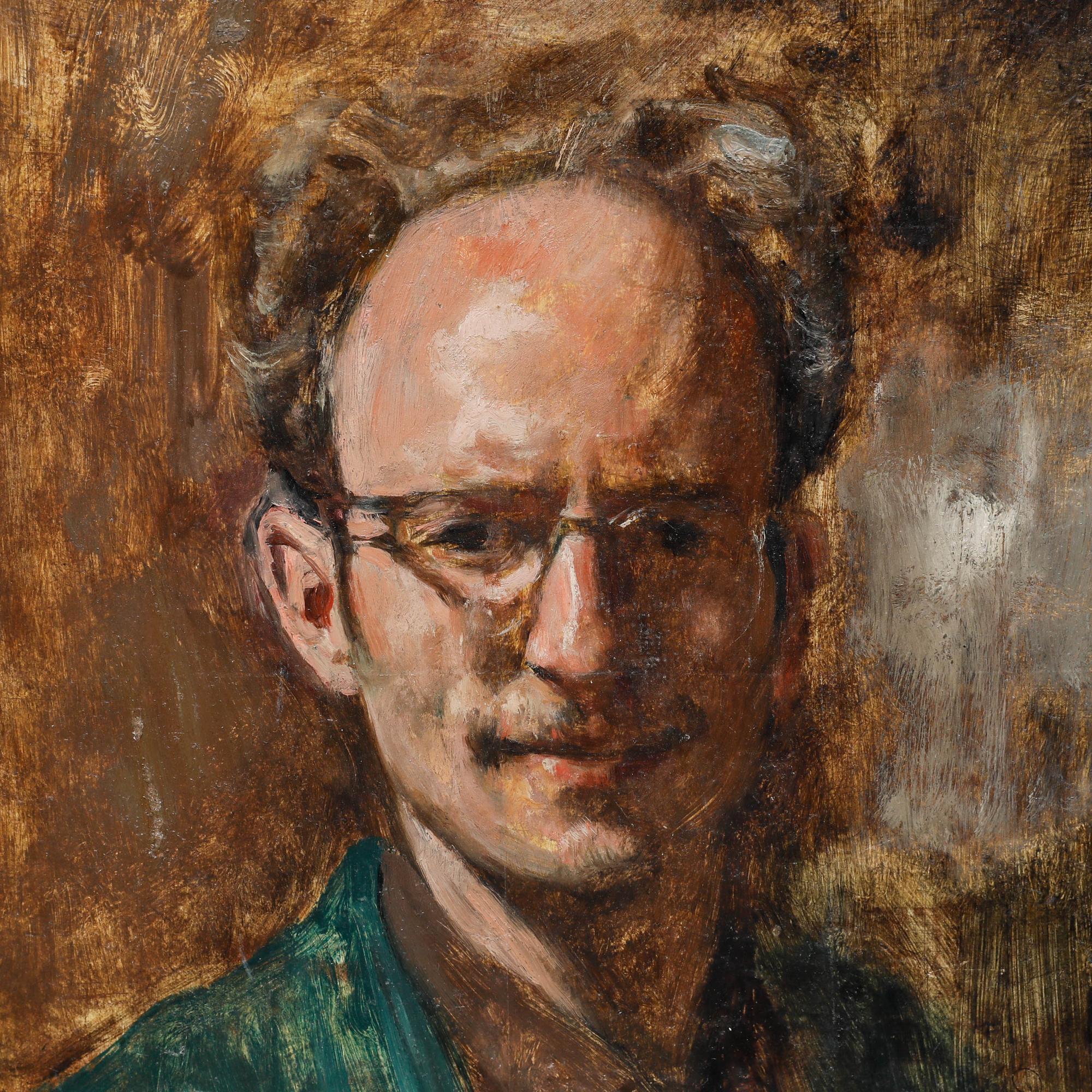 George Weissbort (1928-2013) - 20th Century Oil, A Subtle Smile For Sale 3