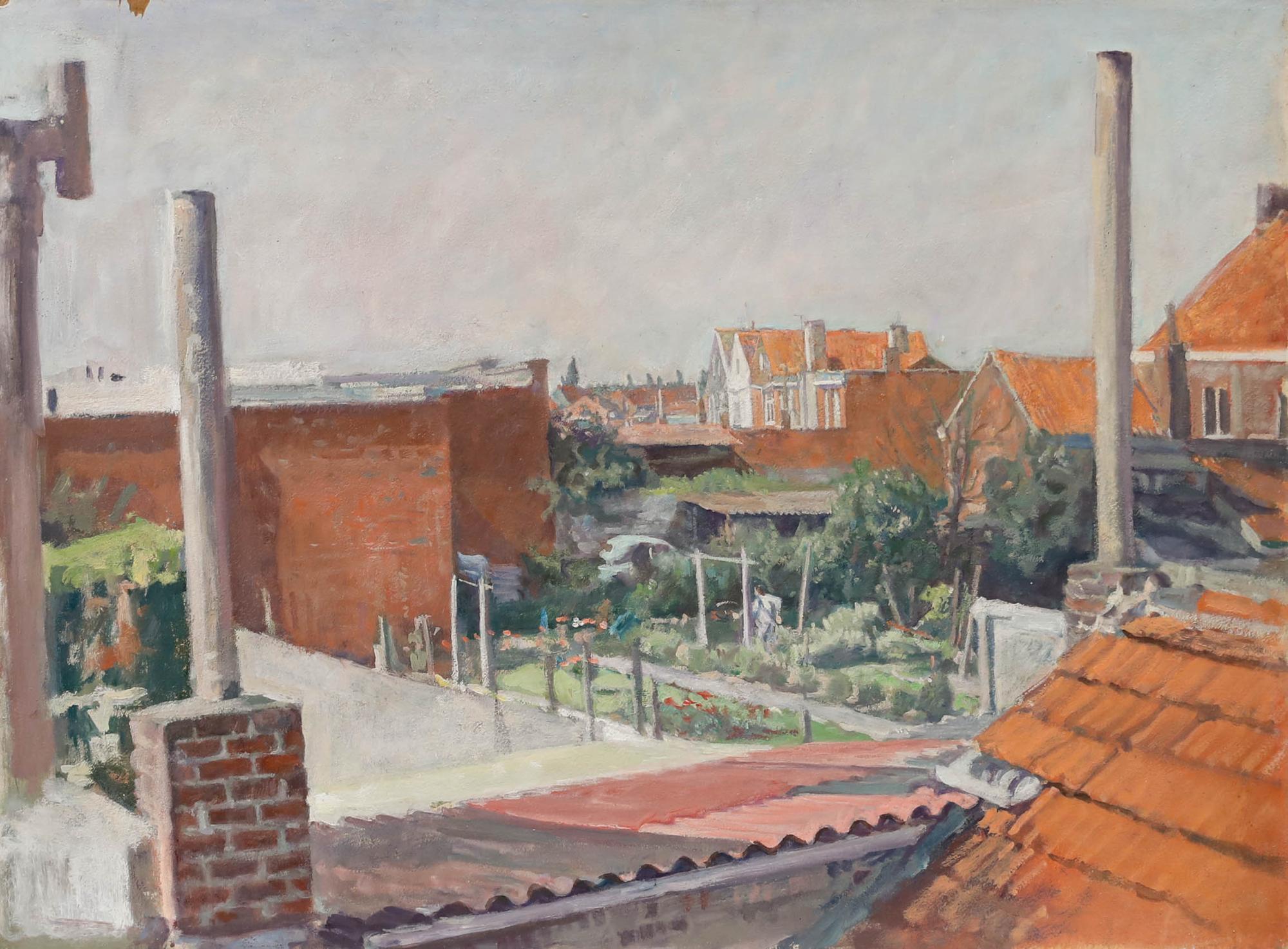 George Weissbort (1928-2013) - 20. Jahrhundert Ölgemälde, Across the Roof Tops im Angebot 1