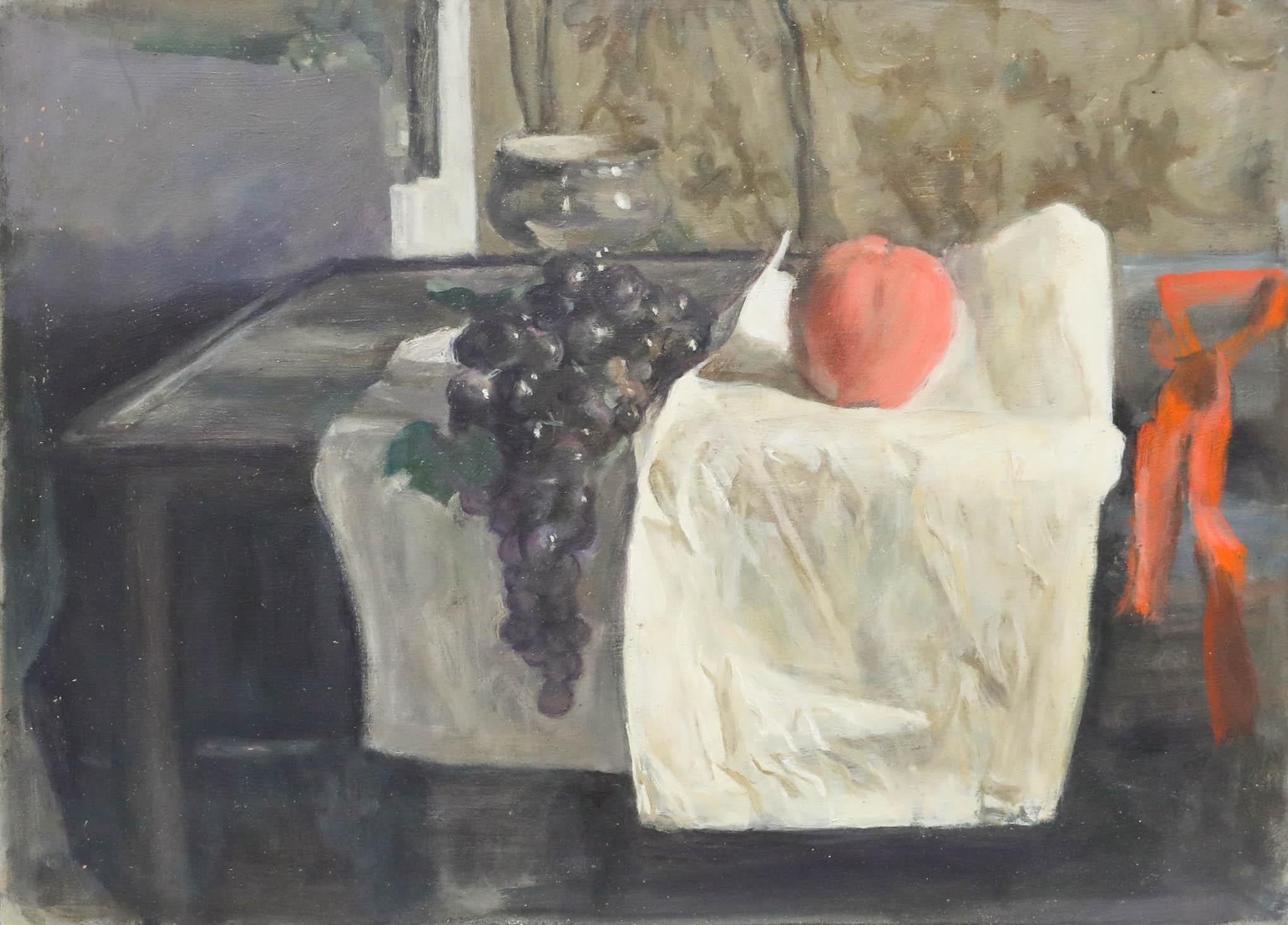 George Weissbort (1928-2013) - Ölgemälde, Apfel und Trauben auf einer Ledge, 20. Jahrhundert