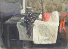George Weissbort (1928-2013) - 20th Century Oil, Apple & Grapes on a Ledge