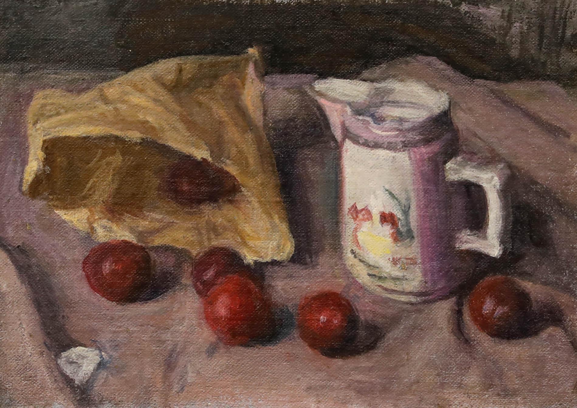 George Weissbort (1928-2013) - 20th Century Oil, Bag of Plums & a Pink Jug For Sale 1