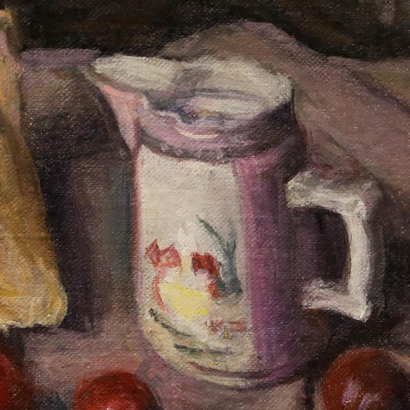 George Weissbort (1928-2013) - 20th Century Oil, Bag of Plums & a Pink Jug For Sale 4
