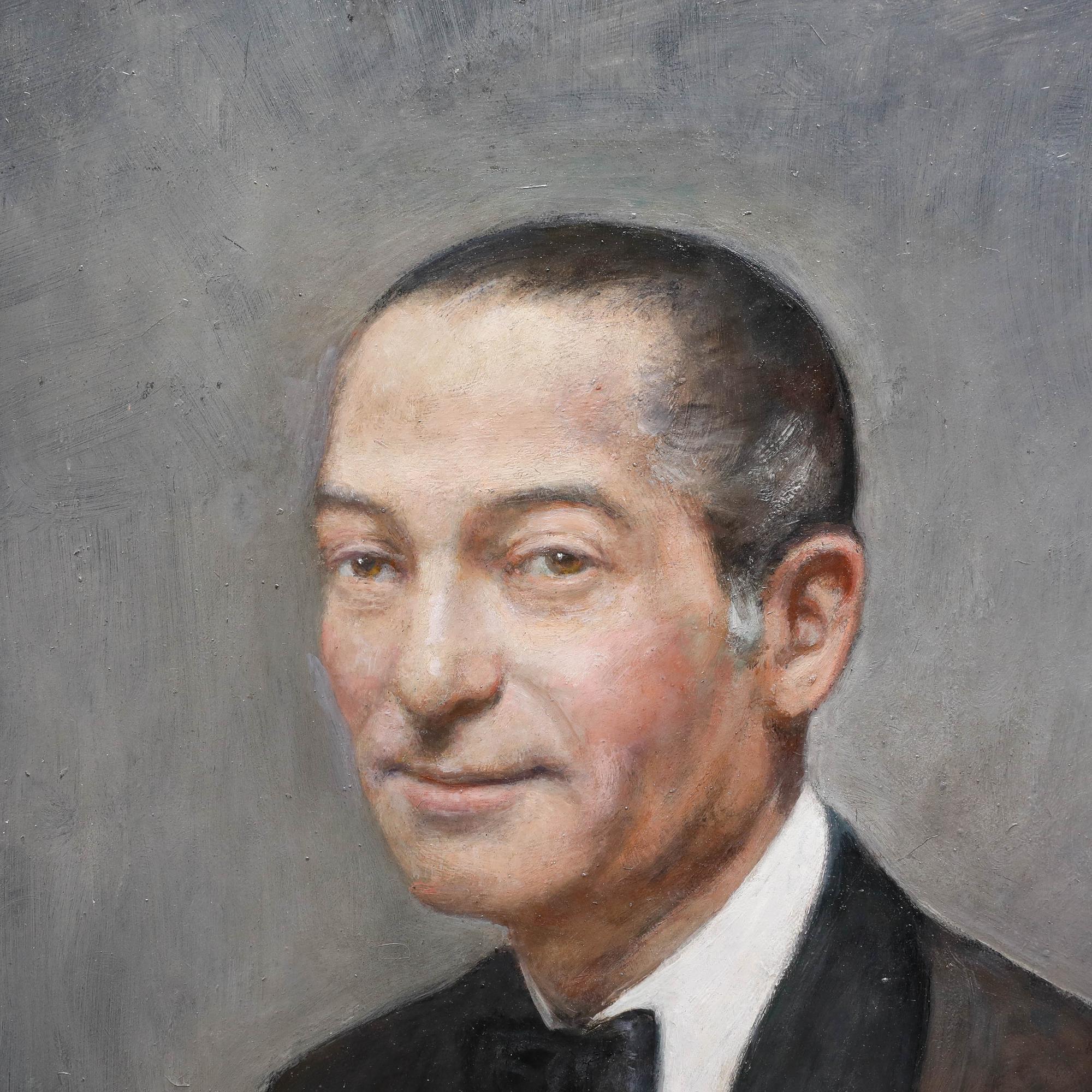 George Weissbort (1928-2013) - 20th Century Oil, Black Tie For Sale 3