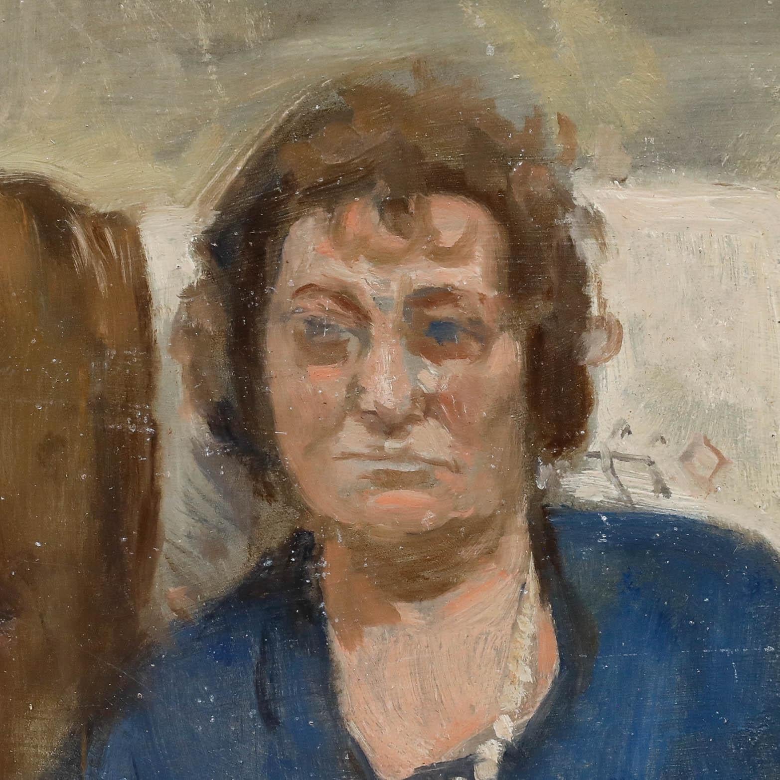George Weissbort (1928-2013) - Huile du XXe siècle, Dame aux yeux bleus en vente 3