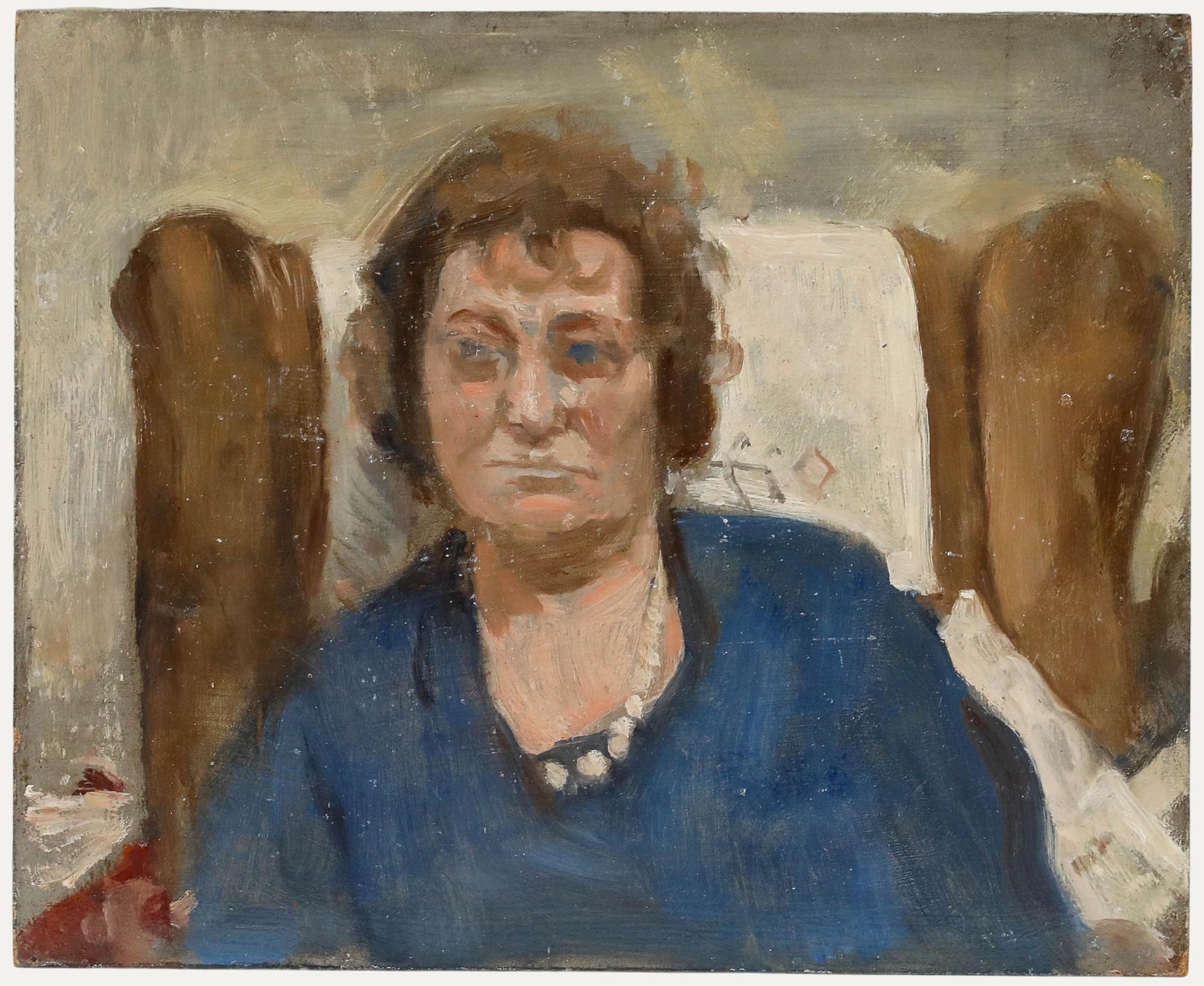George Weissbort (1928-2013) - Huile du XXe siècle, Dame aux yeux bleus