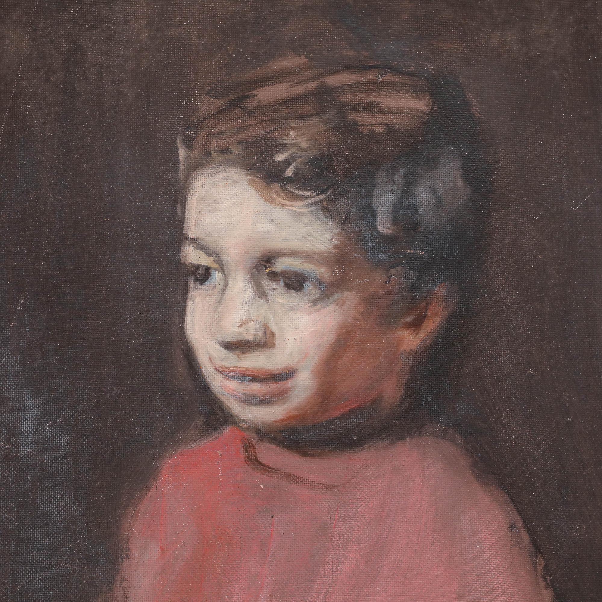 George Weissbort (1928-2013) - 20th Century Oil, Boy in Red For Sale 3