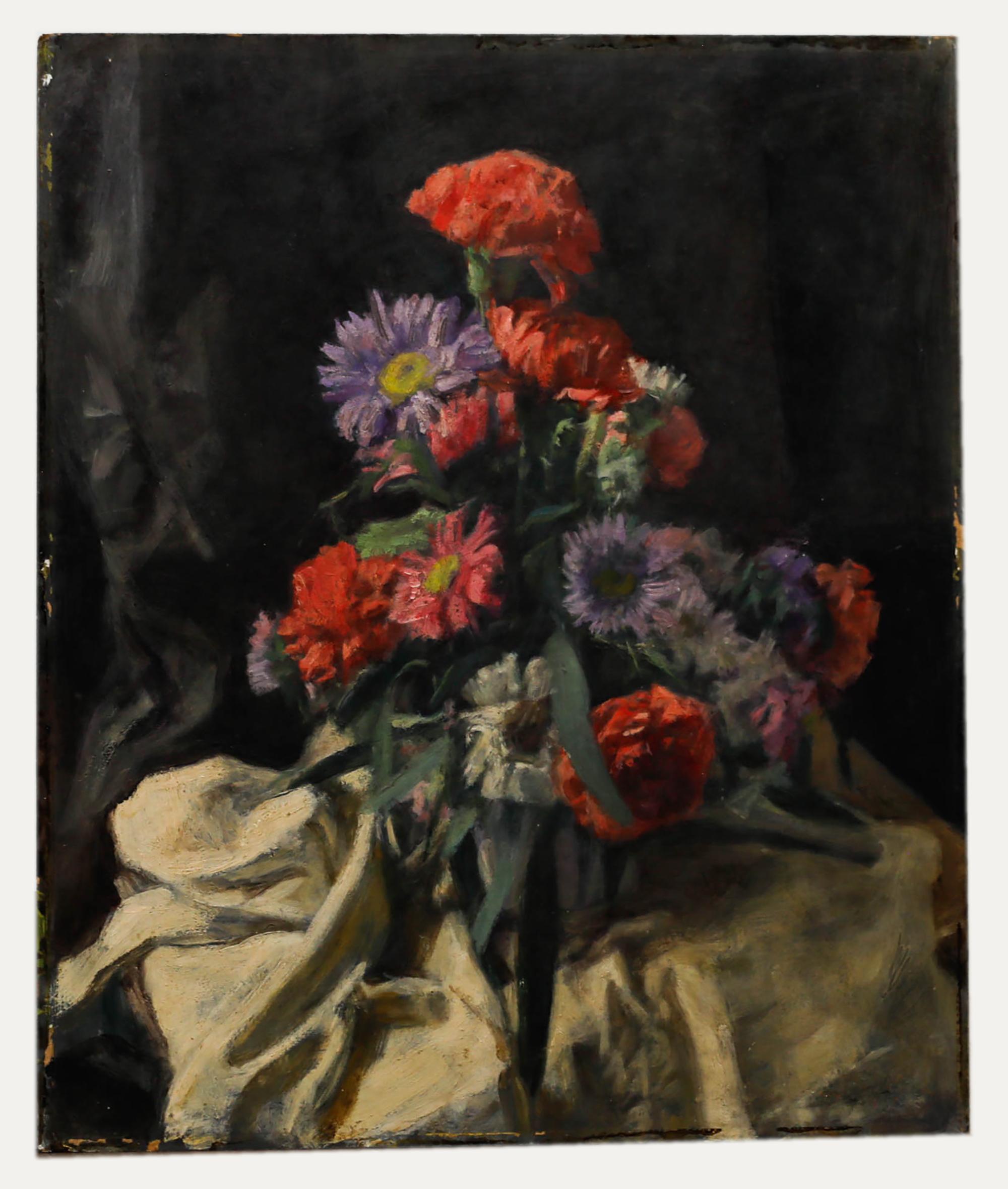 George Weissbort (1928-2013) - Óleo del siglo XX, Crisantemo y claveles en venta 1