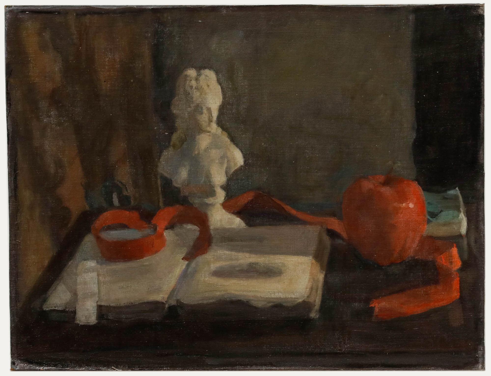 Naturaleza muerta, óleo sobre lienzo. Sin firmar. (Procedencia: Studio Sale, George Weissbort). 