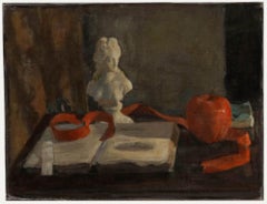 George Weissbort (1928-2013) - Huile du 20e siècle, buste classique, pomme et livre