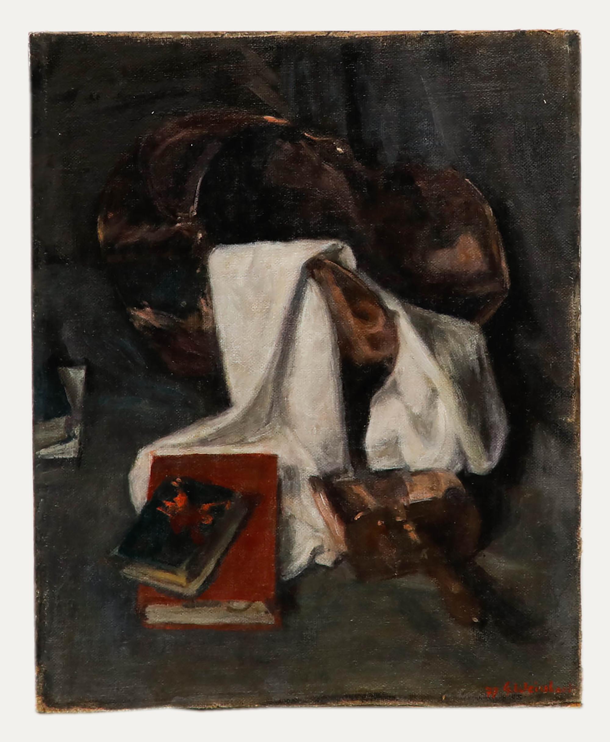 George Weissbort (1928-2013) - Huile, seau à charbon et livres du 20e siècle en vente 1