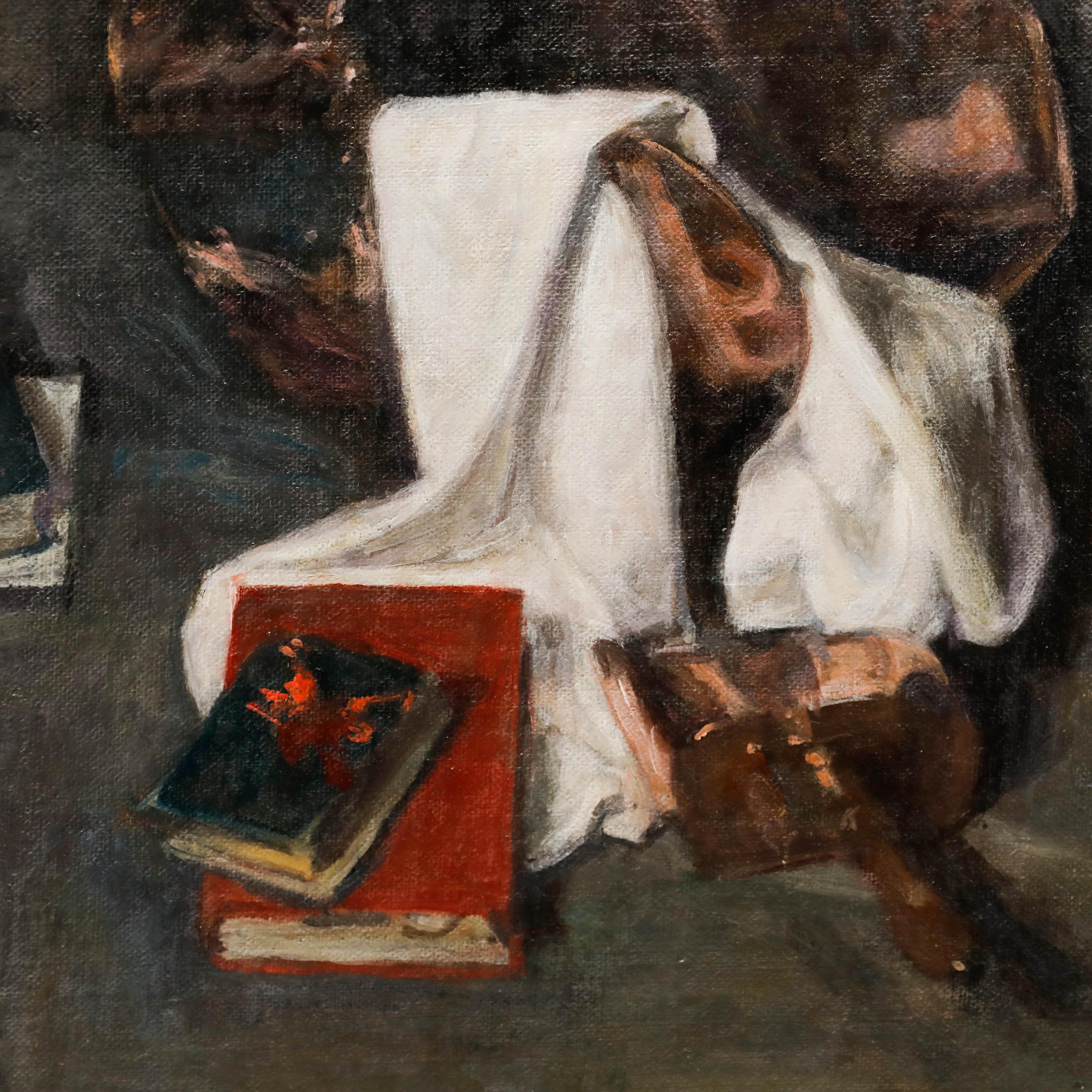 George Weissbort (1928-2013) - Huile, seau à charbon et livres du 20e siècle en vente 3