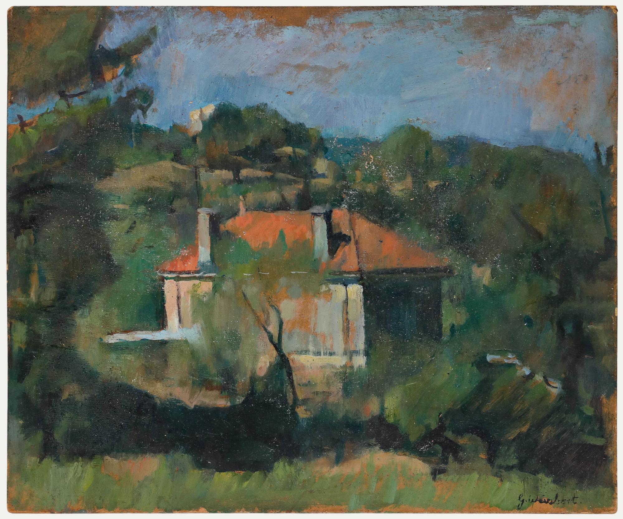 George Weissbort (1928-2013) - Óleo del siglo XX, Cabaña en las colinas