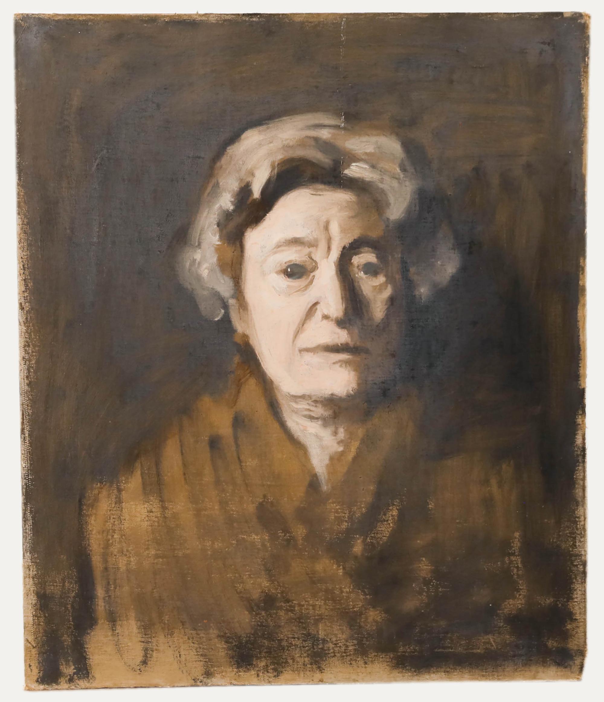 George Weissbort (1928-2013) - Olio del 20° secolo, Signora anziana in vendita 1
