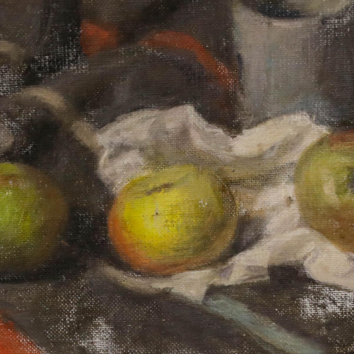 George Weissbort (1928-2013) - Óleo del siglo XX, Cuatro manzanas y una jarra de cerveza en venta 3