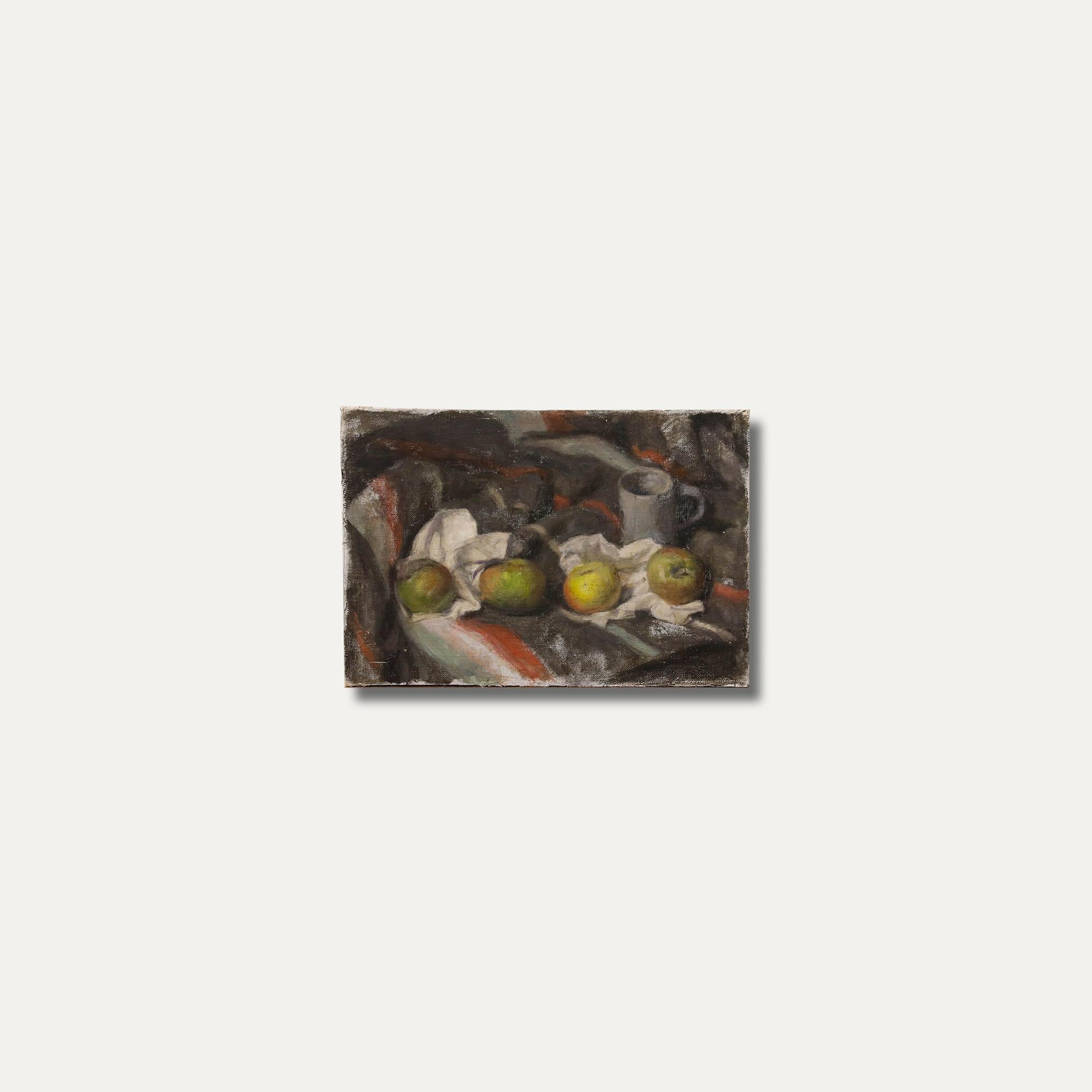 George Weissbort (1928-2013) - Óleo del siglo XX, Cuatro manzanas y una jarra de cerveza en venta 4