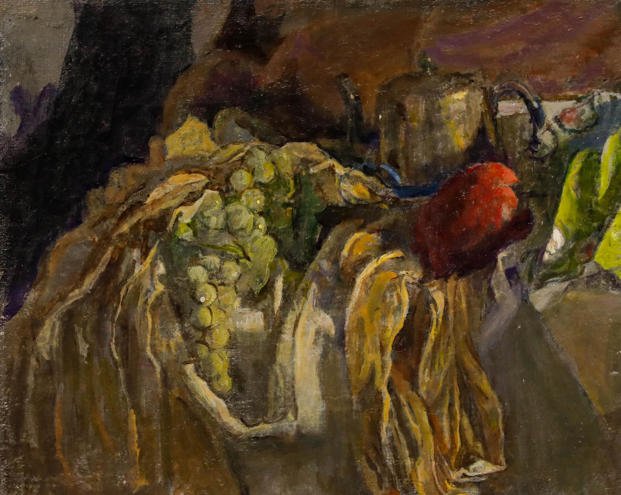 George Weissbort (1928-2013) - Óleo del siglo XX, fruta y tetera de plata en venta 1