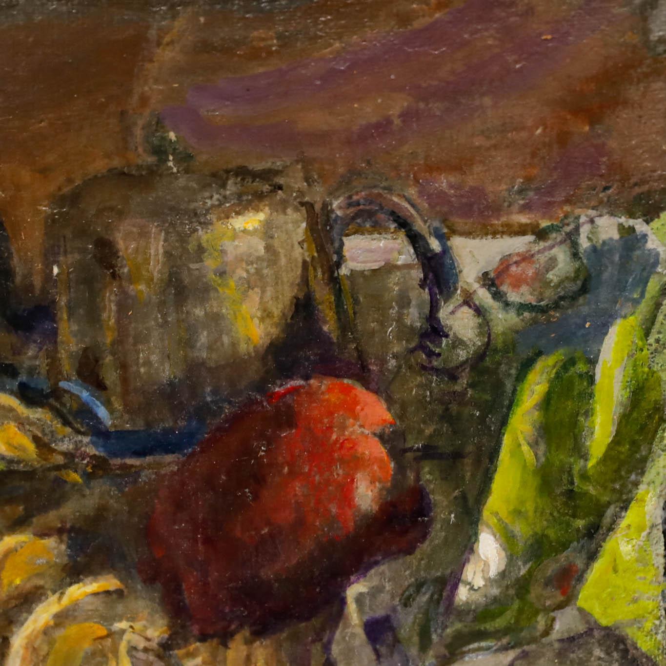George Weissbort (1928-2013) - Óleo del siglo XX, fruta y tetera de plata en venta 3