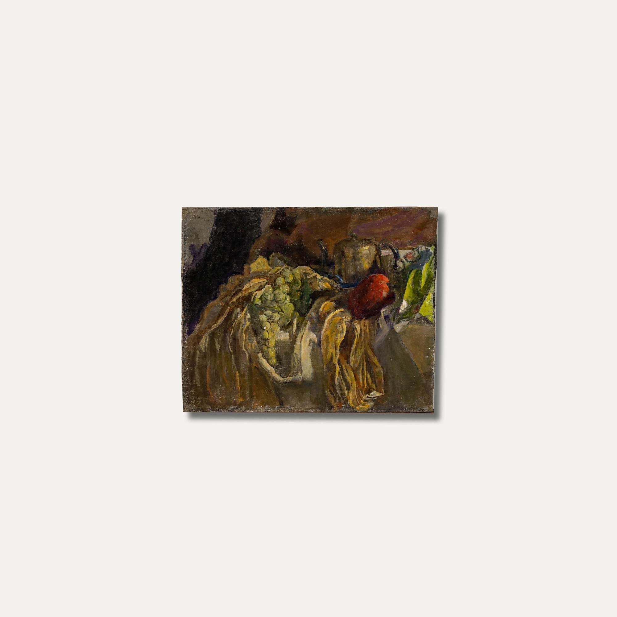 George Weissbort (1928-2013) - Óleo del siglo XX, fruta y tetera de plata en venta 4