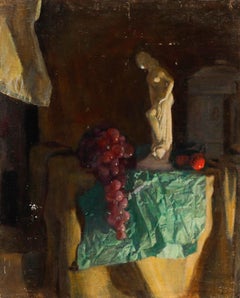 George Weissbort (1928-2013) - Óleo del siglo XX, uvas y una estatua