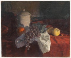 George Weissbort (1928-2013) - Huile du 20e siècle, Raisins et pommes sur tissu