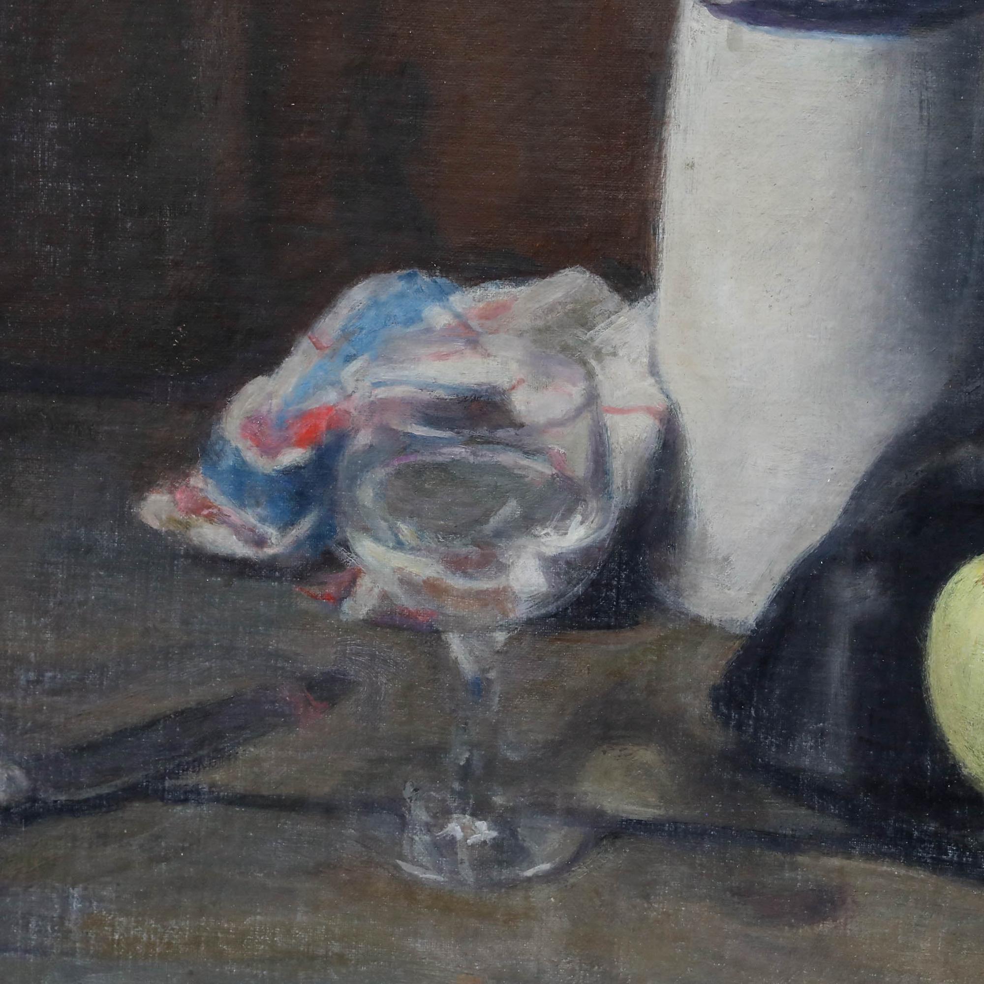 George Weissbort (1928-2013) - 20th Century Oil, Knife, Jug and Apple For Sale 3