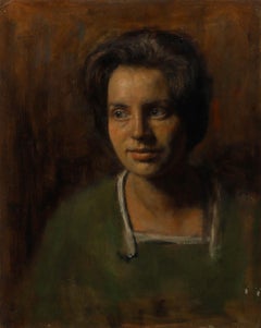 George Weissbort (1928-2013) - 20th Century Oil, Lady In A Green Smock Dress