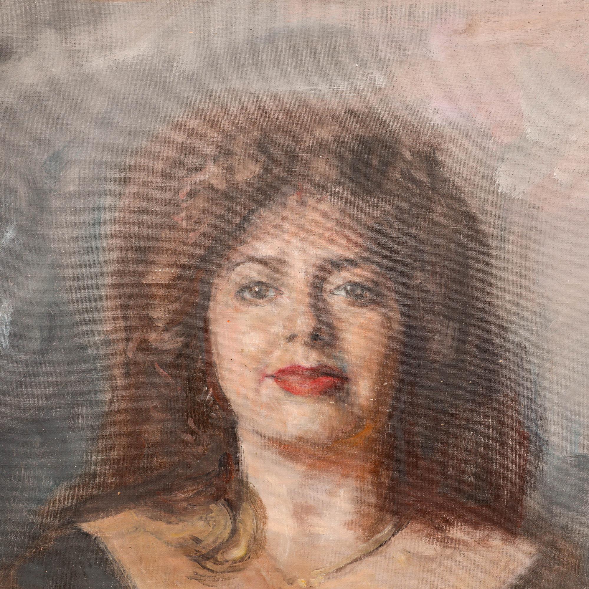 George Weissbort (1928-2013) - 20th Century Oil, Lady with the Locket For Sale 3