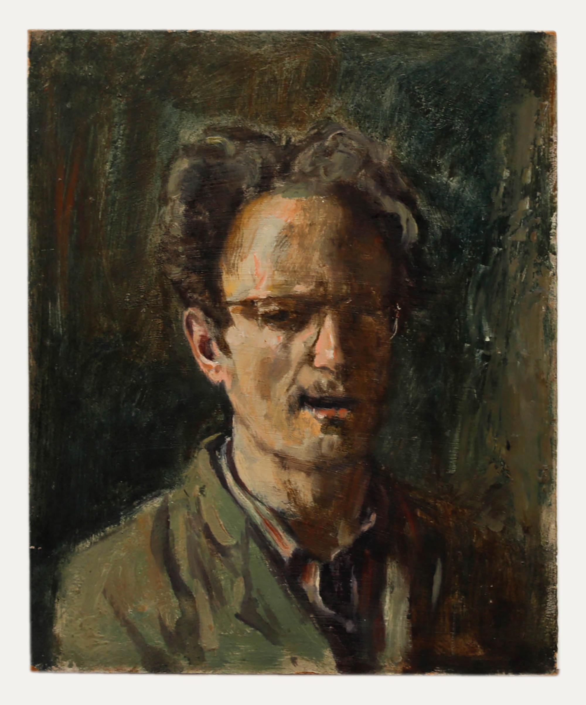 George Weissbort (1928-2013) - Olio del XX secolo, Sguardo compiaciuto in vendita 1