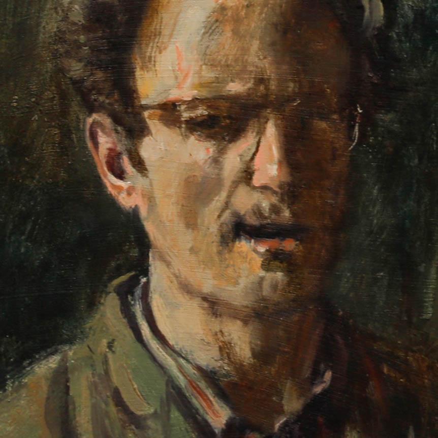 George Weissbort (1928-2013) - Olio del XX secolo, Sguardo compiaciuto in vendita 3