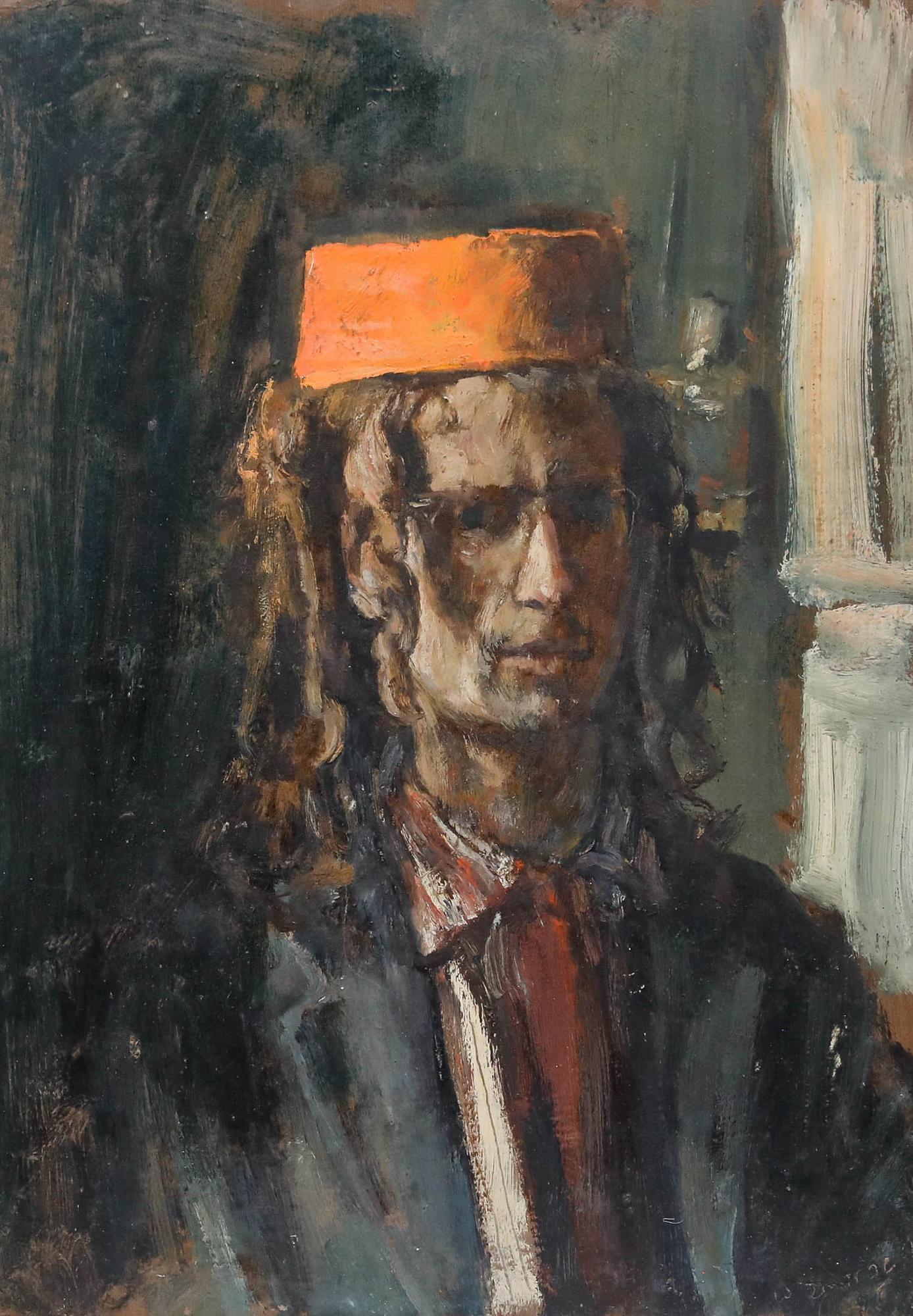 George Weissbort (1928-2013) - Huile du 20e siècle, Homme à la Fez en vente 1