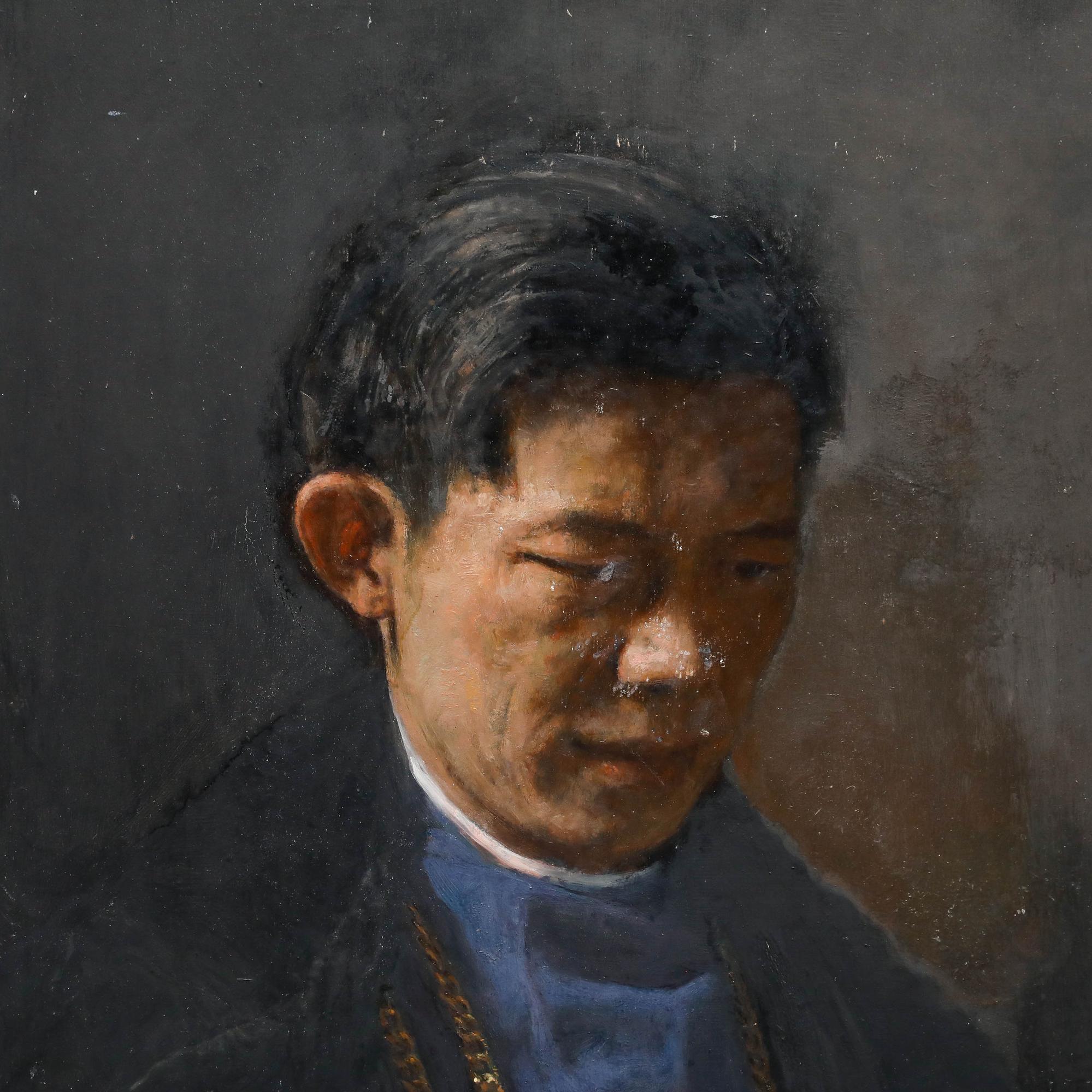George Weissbort (1928-2013) - 20th Century Oil, Man with Two Chains For Sale 4