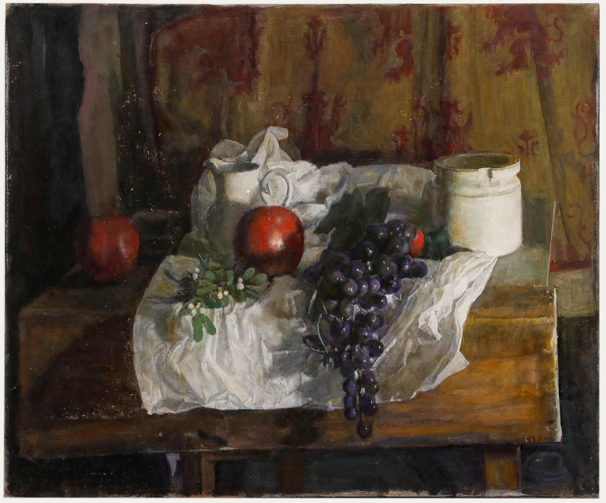 Naturaleza muerta, óleo sobre tabla. Sin firmar. (Procedencia: Studio Sale, George Weissbort). 