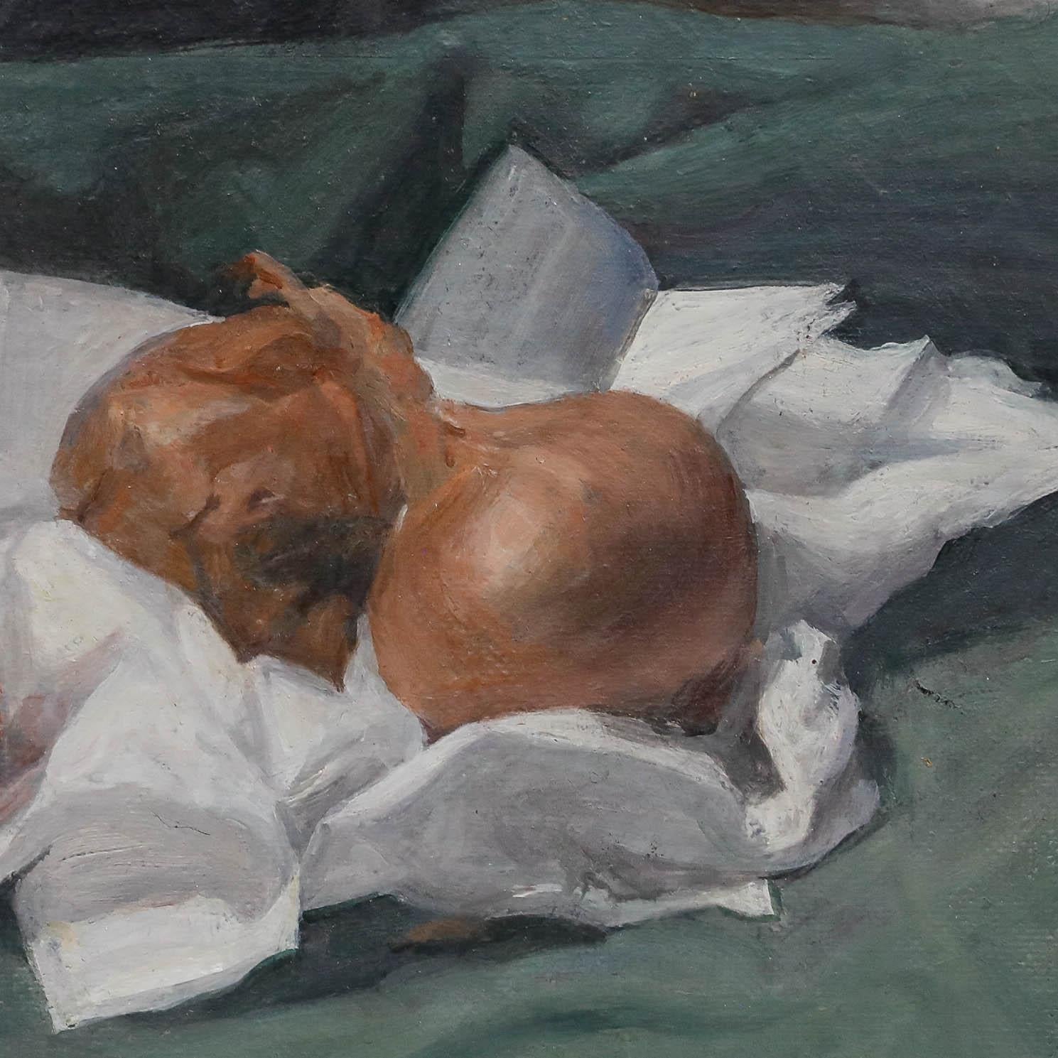 George Weissbort (1928-2013) - Huile du 20e siècle, Oignons et tomates sur toile blanche en vente 4