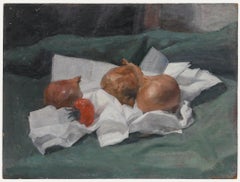 George Weissbort (1928-2013) - Huile du 20e siècle, Oignons et tomates sur toile blanche