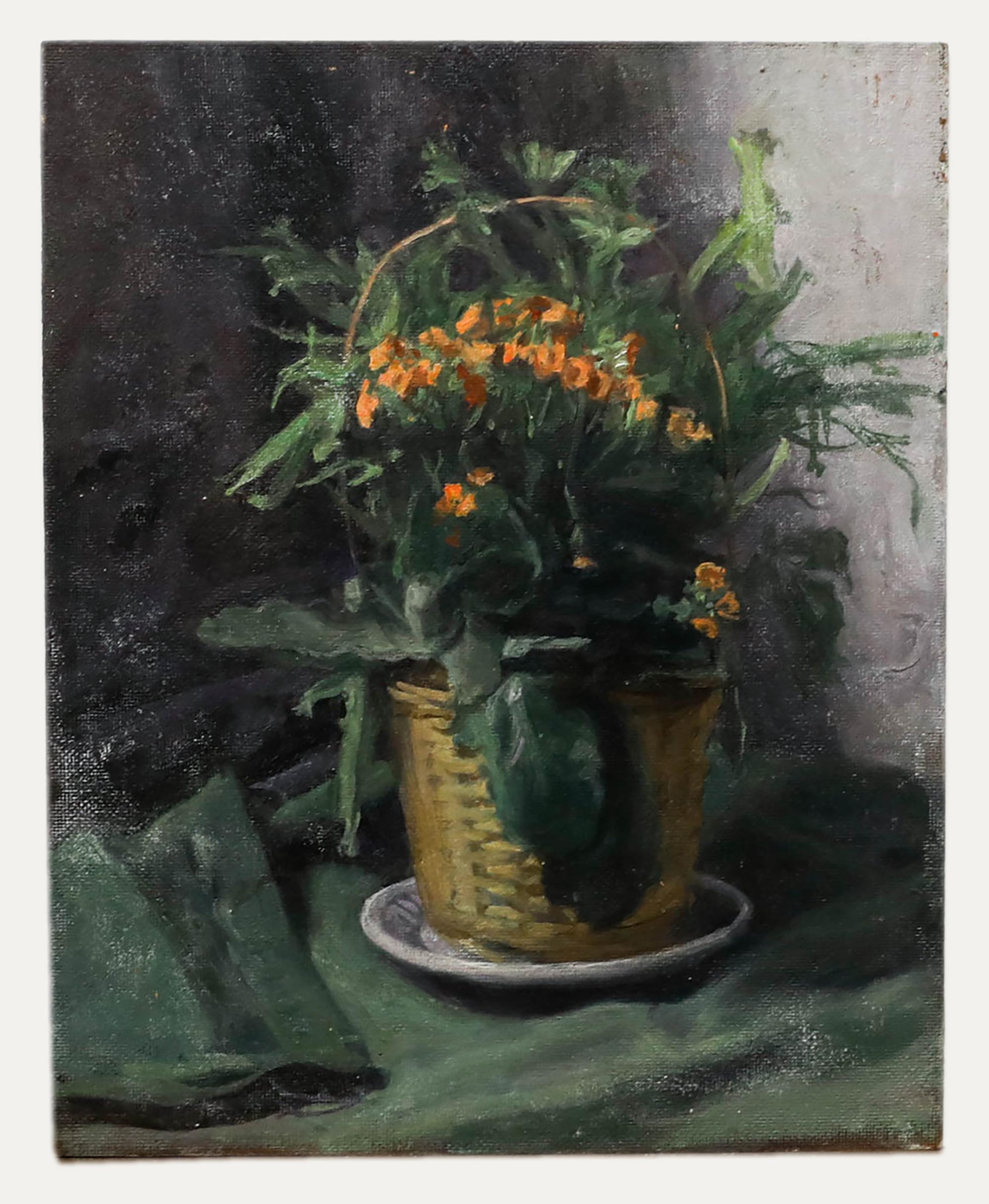 George Weissbort (1928-2013) - 20th Century Oil, Orange Flowers in a Basket For Sale 1