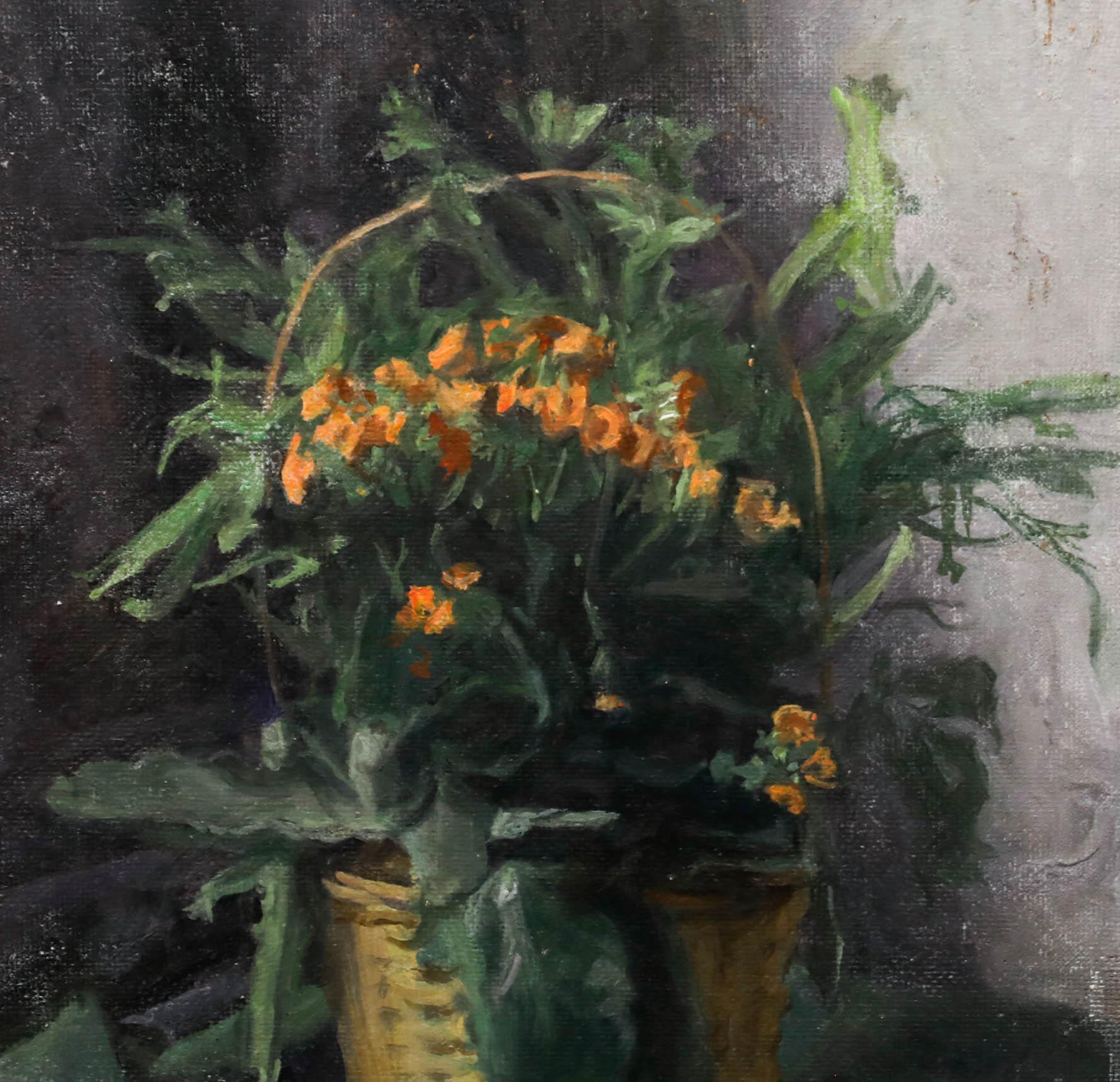 George Weissbort (1928-2013) - 20th Century Oil, Orange Flowers in a Basket For Sale 3