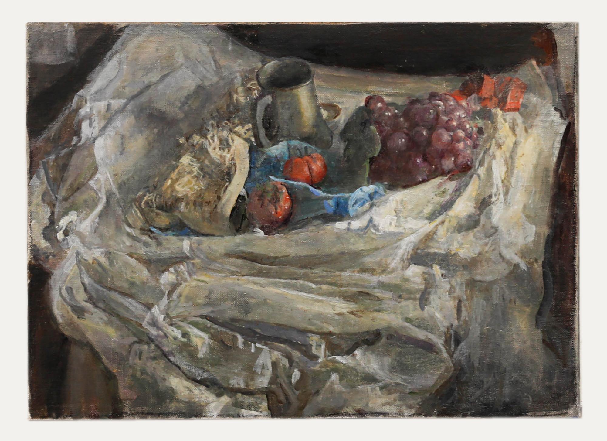 George Weissbort (1928-2013) - 20th Century Oil, Pewter Tankard & Purple Grapes For Sale 1